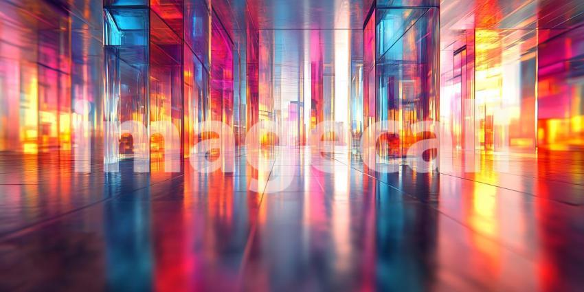 Vibrant Cityscape Abstract Art: Colorful Urban Night Scene