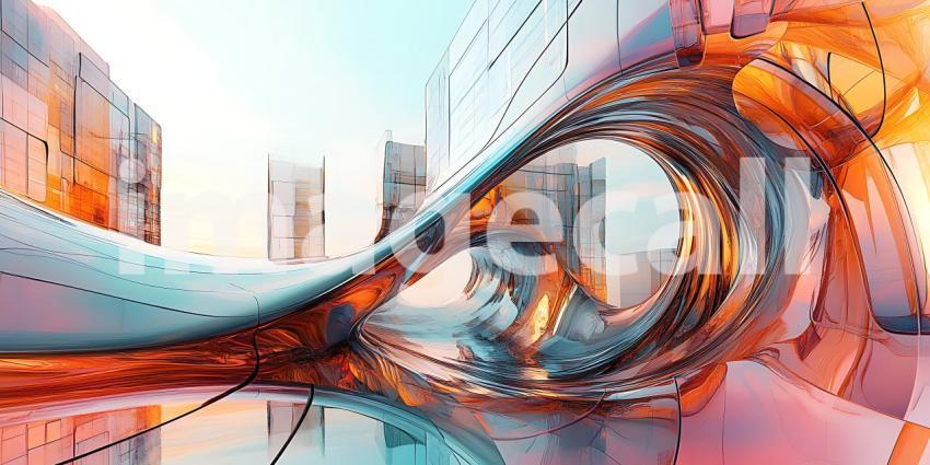 Abstract Cityscape Background: Fluid Art, Urban Texture, Digital