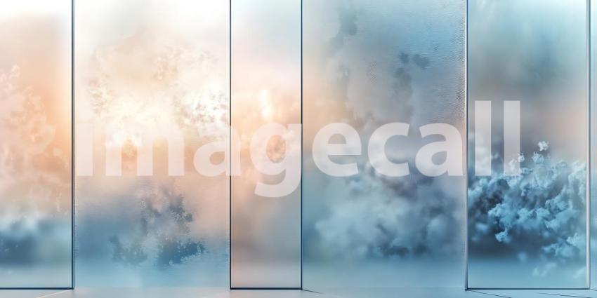 Frosty Winter Window Background: Cold Season Texture Image