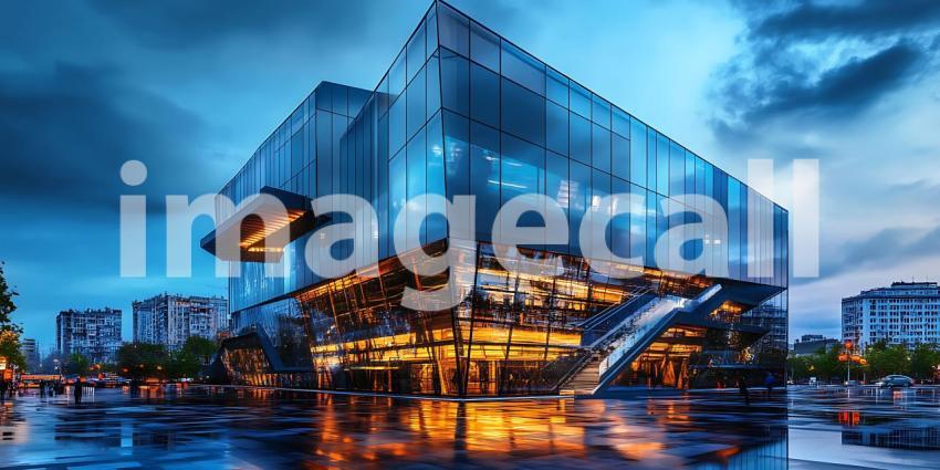 Stunning Night Cityscape: Modern Architecture and Urban Lights