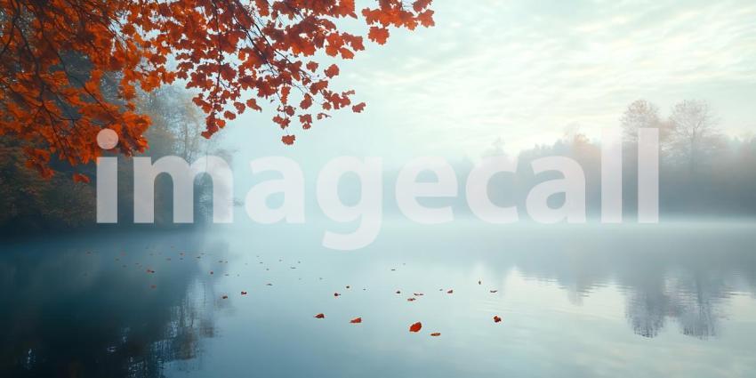 Misty Autumn Lake: Serene Fall Landscape Photography