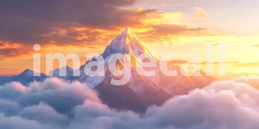 Majestic Mountain Peak Sunrise: Breathtaking Aerial View