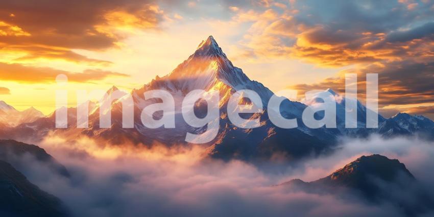Majestic Mountain Sunset: Breathtaking Landscape Photography