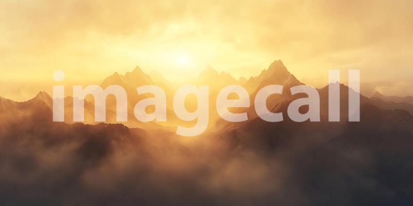 Golden Sunrise Over Misty Mountains: A Breathtaking Nature Lands