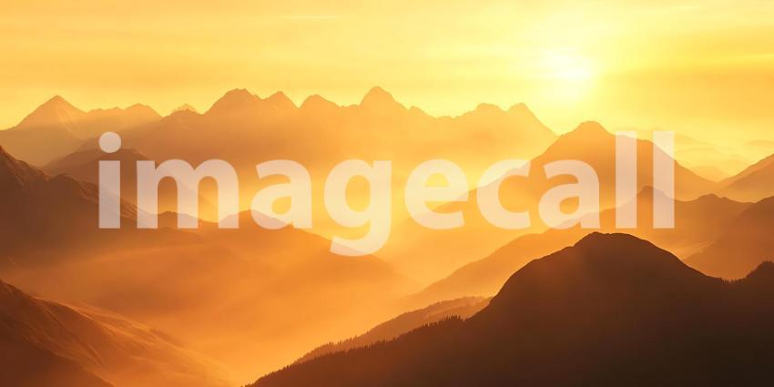 Golden Sunrise Over Misty Mountains: A Breathtaking Landscape Ph