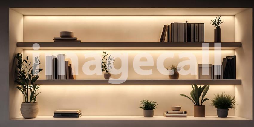 Modern Built-in Shelving with LED Lighting: Interior Design Idea