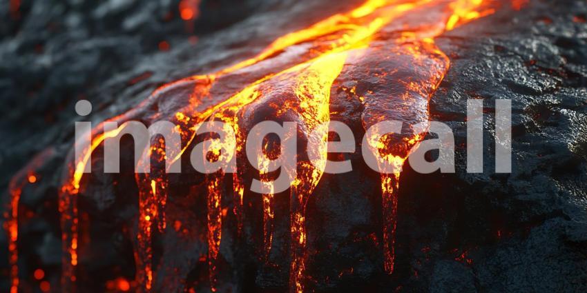 Volcanic Lava Flow: Fiery Hot Magma Texture Background