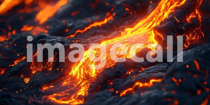 Fiery Lava Flow: Volcanic Eruption Texture Background