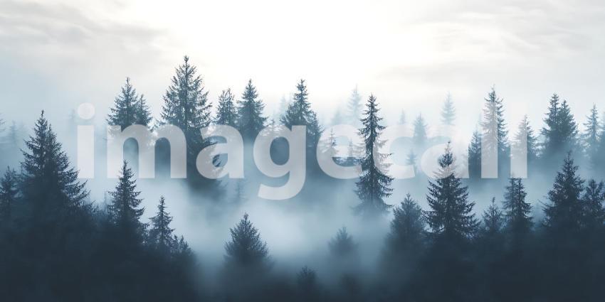 Misty Forest: A Serene Winter Landscape