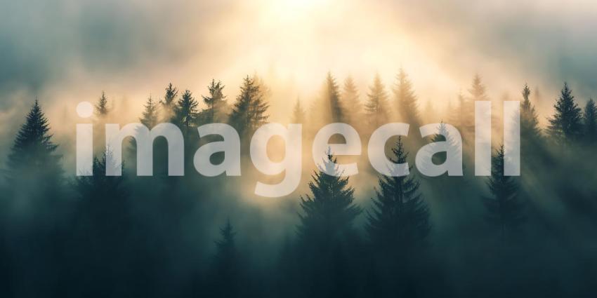 Misty Forest Sunrise: Breathtaking Nature Photography