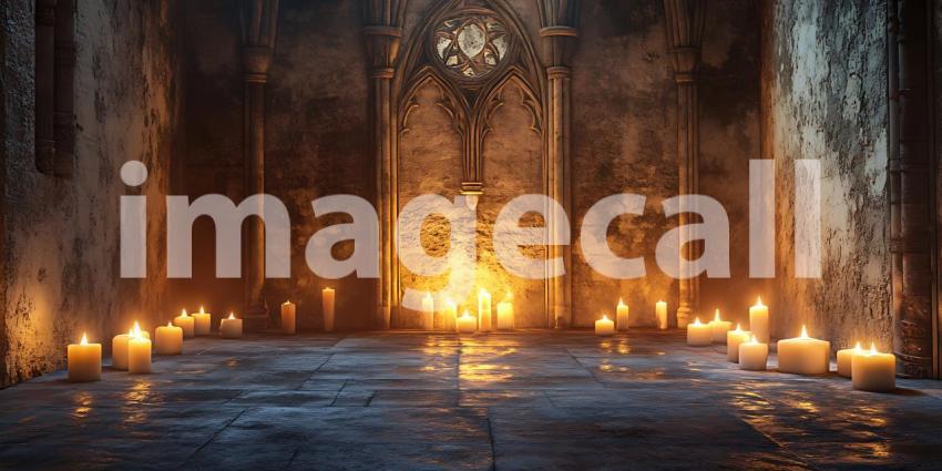 Candlelit Forest: Mystical Night Scene Background