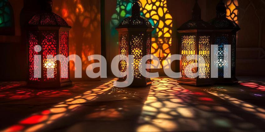Colorful Moroccan Lanterns: Festive Light & Shadow