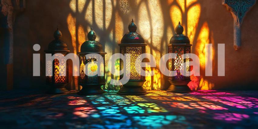 Magical Lantern Lights: Colorful Fantasy Background Image