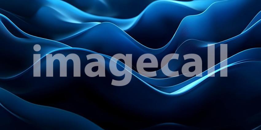 Abstract Waves of Deep Blue Light Flow Gently with Sparkling Particles in a Dreamlike Motion