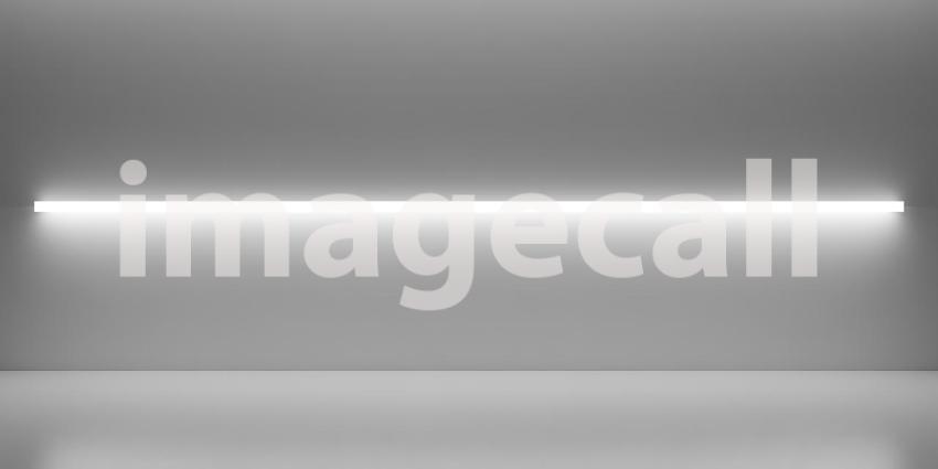 A Glowing Oval Frame Illuminates a Minimalist Platform Against a Textured Grey Wall