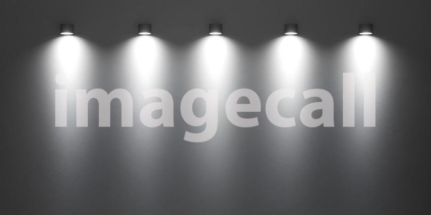 A Glowing Oval Frame Illuminates a Minimalist Platform Against a Textured Grey Wall