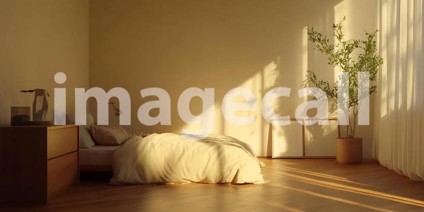 Golden Light Dances Across a Peaceful Bedroom Where Dreams Unfold in Gentle Warmth