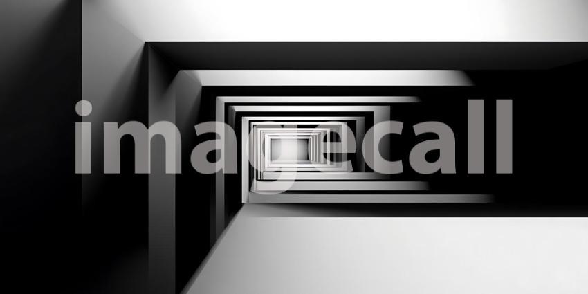 A Tunnel of Light and Shadow Beckons the Eye into an Infinite Perspective of Geometric Mystery