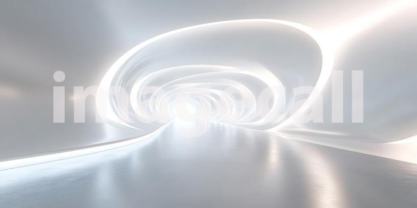 A Bright White Tunnel Curves into the Distance Beckoning the Eye Towards an Unknown Light