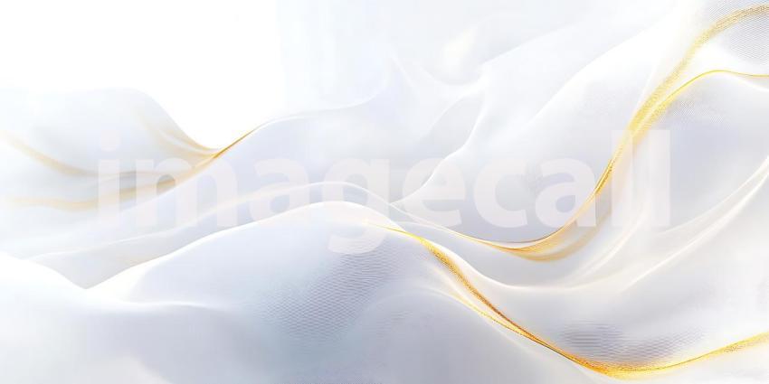 Wisps of Orange and Grey Ink Dance Together on White with Glimmers of Gold