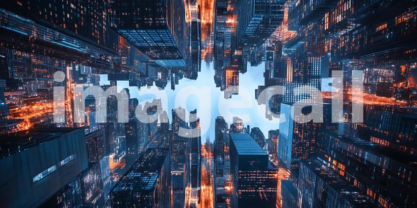 Abstract Geometric Shapes in Vibrant Red and Blue Create a Dynamic and Futuristic Perspective