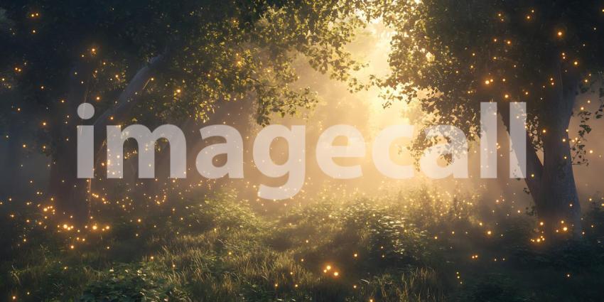 Magical Firefly Forest: Enchanting Nature Background Image