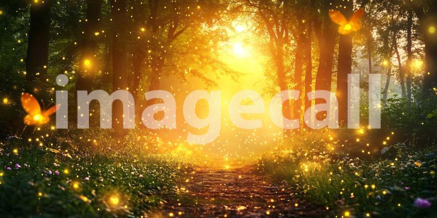 Magical Forest Path: Enchanting Nature Background