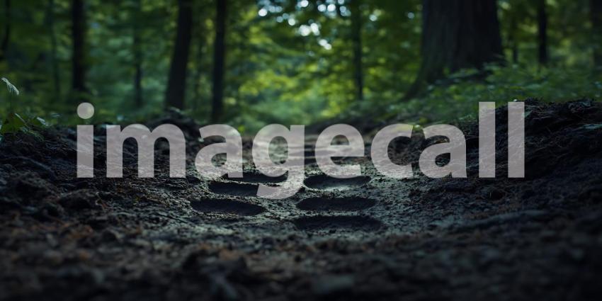 Dark Forest Path: Nature Trail Background Stock Photo