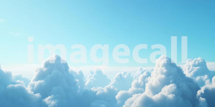Stunning Aerial View of Fluffy White Clouds and Blue Sky