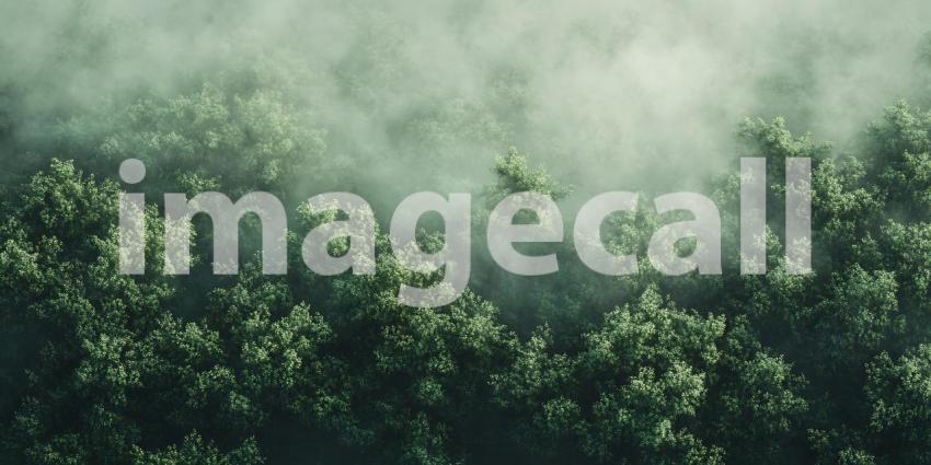 Misty Green Forest: Nature Background Image for Design Projects