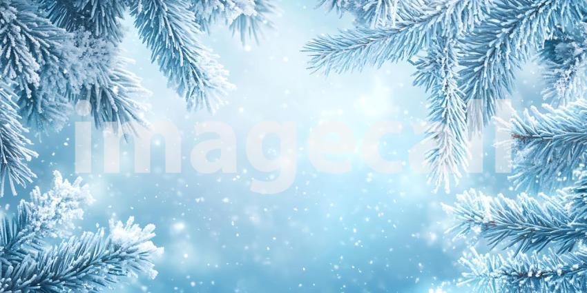 Winter Wonderland Background: Snowy Branches & Blue Sky