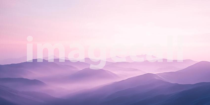 Misty Mountains Sunrise: Purple Haze Landscape Background