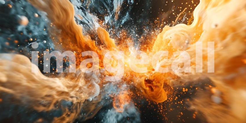 Abstract Explosion Vibrant Orange and Blue Color Burst Backgroun