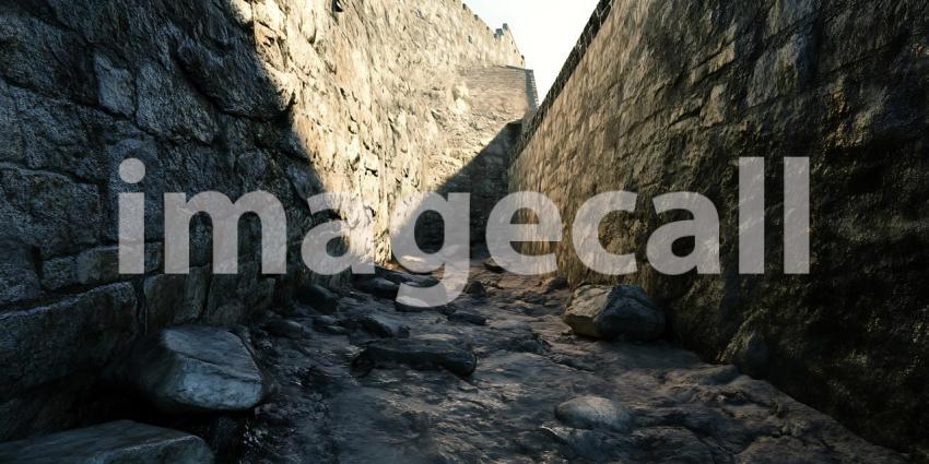 Narrow Rocky Gorge A Dark Natural Passage