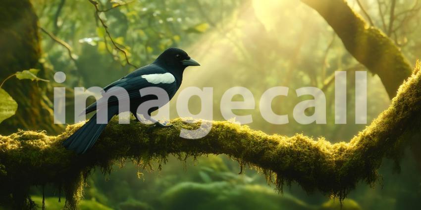 Majestic Bird in Sunlit Forest Nature Photography