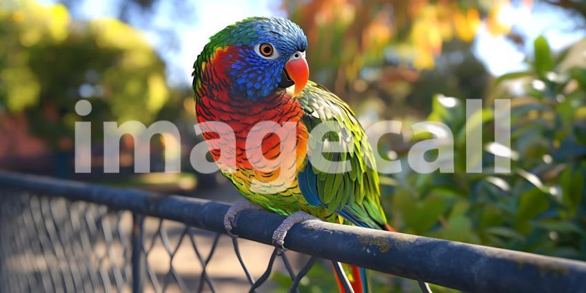 Vibrant Rainbow Lorikeet Perched on Fence A Stunning Bird Photog