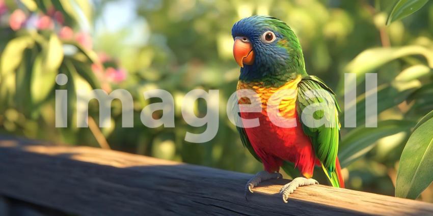 Rainbow Lorikeet Perched on Branch Vibrant Australian Parrot
