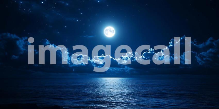 Majestic Moonlight Night Sky Over Tranquil Waters