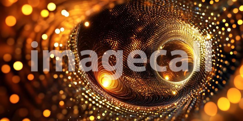 Golden Vortex Abstract Art with Sparkling Lights
