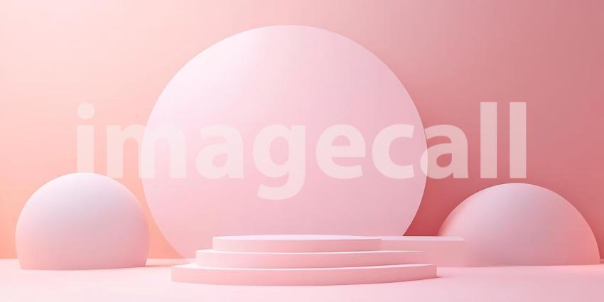 Pink Product Display Minimalist 3D Render with Abstract Shapes