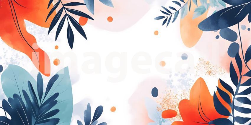 Watercolor Tropical Leaves  Abstract Shapes Background Design