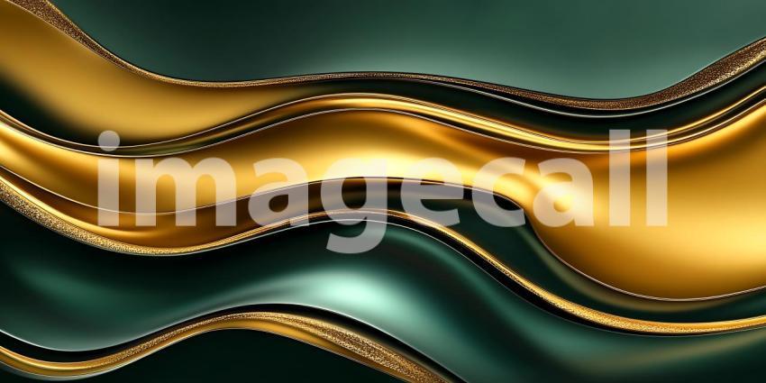 Luxury Gold  Emerald Green Abstract Wave Background