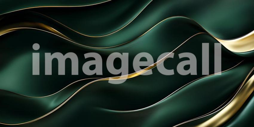 Emerald  Gold Luxurious Draped Fabric Texture