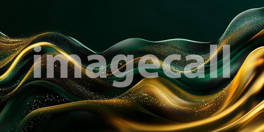 Liquid Gold Abstract Green and Gold Swirling Texture Background