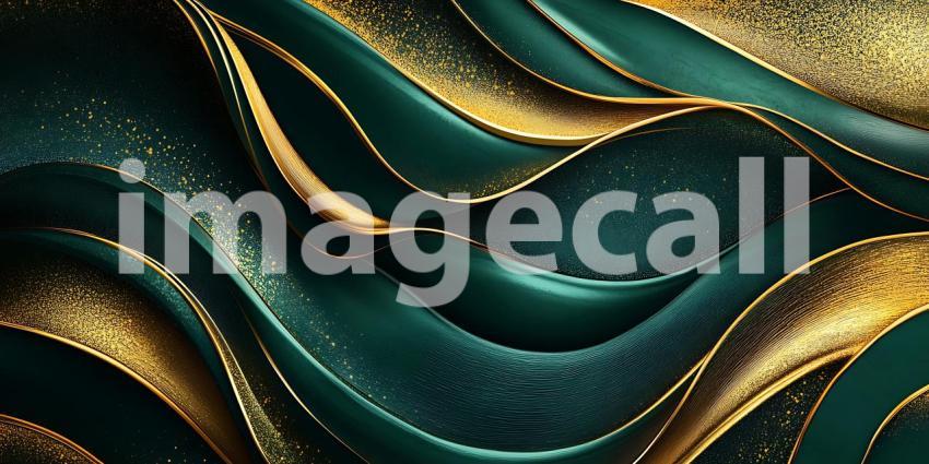 Emerald and Gold Fabric Texture Luxurious Textile Background