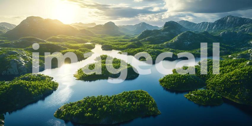 Lush Rainforest River Landscape Aerial View of Tropical Paradise