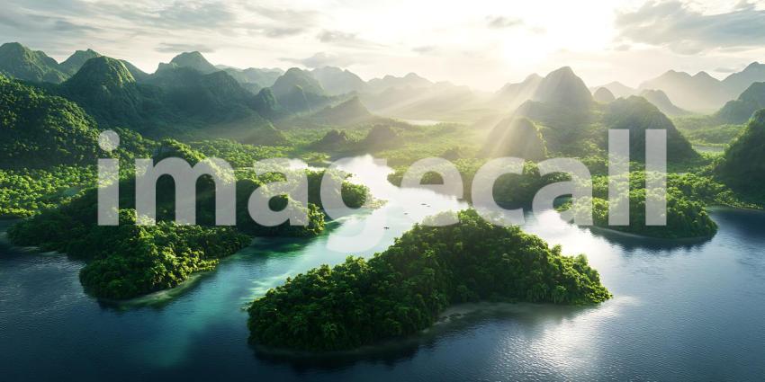 Lush Tropical Paradise Island Getaway Background