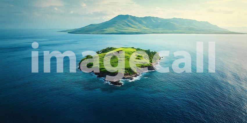 Secluded Island Paradise Aerial View of Lush Tropical Island