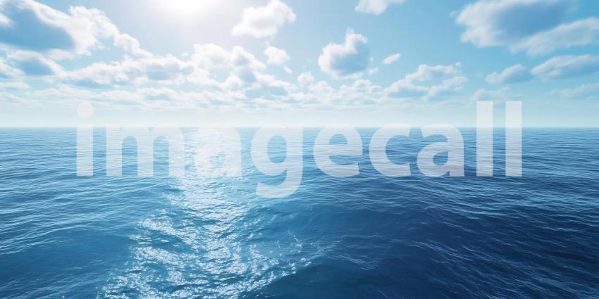 Ocean Background Blue Water Sky and Sun Reflection