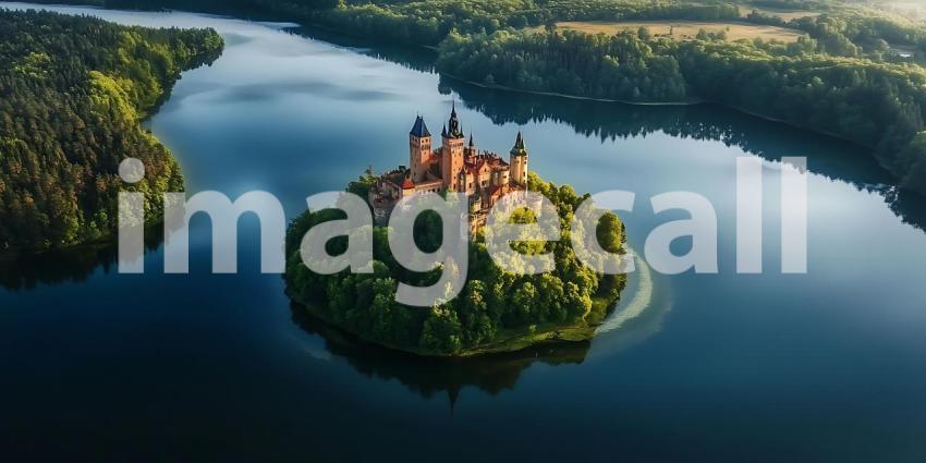 Lake Bled Castle Island Aerial View Slovenia Tourism